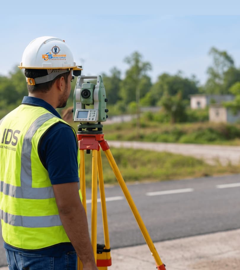 Surveyor operating Total Station - IDS Ibrahim Digital Survey