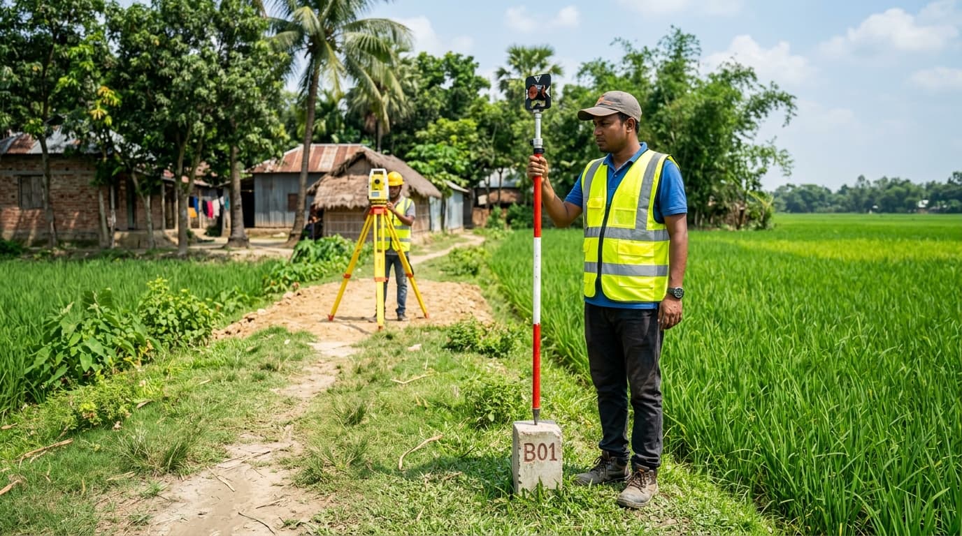 জমি পরিমাপ ও সীমানা নির্ধারণ
